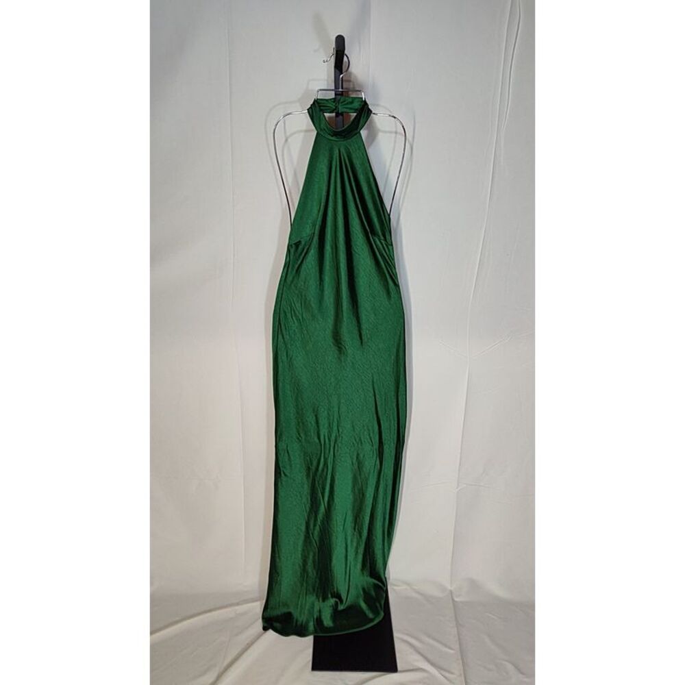 Lulu's Emerald Green One-Shoulder Satin Gown - Picture 2 of 3